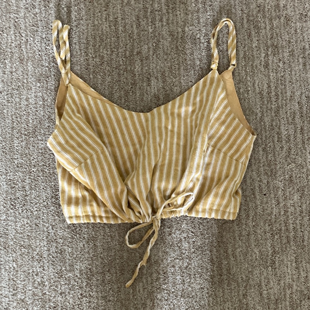 La Hearts Mustard Striped Crop Top
